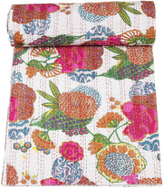 white  fruit kantha quilt