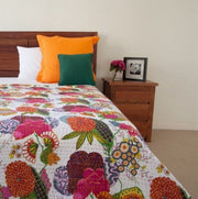 white  fruit kantha quilt