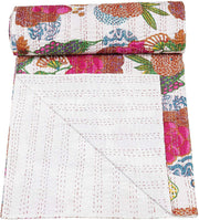 white  fruit kantha quilt