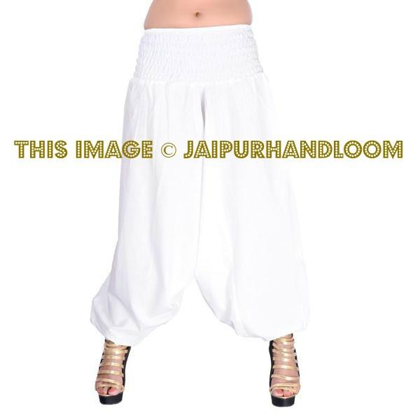 White Harem Pants Hippie Chic Music Festival Pants Yoga Clothing