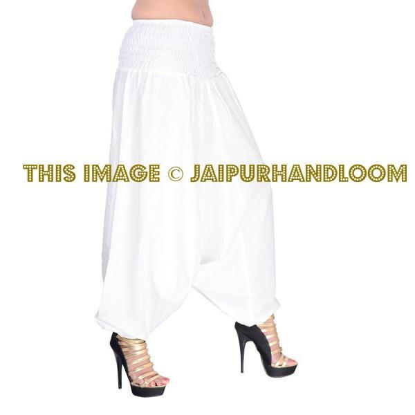 White Harem Pants Hippie Chic Music Festival Pants Yoga Clothing