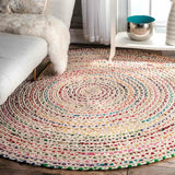 Jaipur Handloom -White / Ivory / Beige Round Rugs UK Cotton Round Rugs for Living room Dining Area