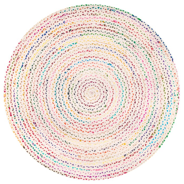 Jaipur Handloom -White / Ivory / Beige Round Rugs UK Cotton Round Rugs for Living room Dining Area