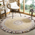 Jaipur Handloom - White Ivory Round Rug Jute Area Rug, Rag Rugs Circle Rugs Boho Rugs