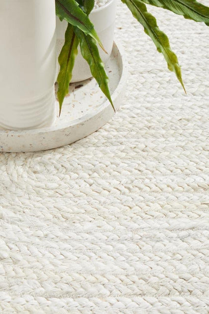 White Jute Round Rug, Large Round Indoor Area Rug | Jaipur Handloom