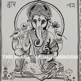 White Lord Ganesha Hindu Tie-Dye Cotton Indian Tapestry Wall Hanging-Jaipur Handloom