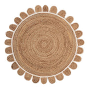 White Round scallop rug, round scalloped jute rug, round jute rug