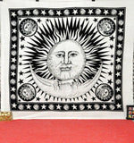 White Sun Tapestry wall hanging college dorm tapestries Bedspread-Jaipur Handloom