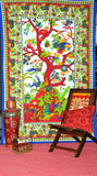 White Tree of life Tapestry Cotton Bedspread for Dorm Room and college-Jaipur Handloom