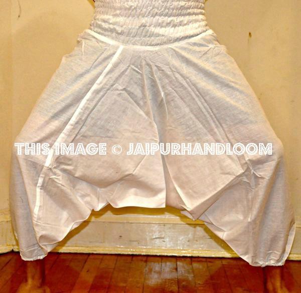 White mens cotton harem pants