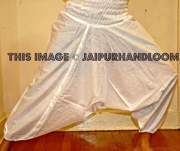 White mens cotton harem pants