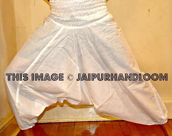 White mens cotton harem pants