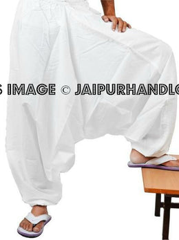 White mens cotton harem pants