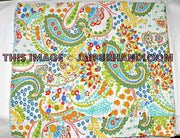 White paisley Kantha Quilt Queen Quilt Bedding Throw-Jaipur Handloom