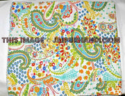 White paisley Kantha Quilt Twin Quilt Bedding Throw Sofa Cover-Jaipur Handloom