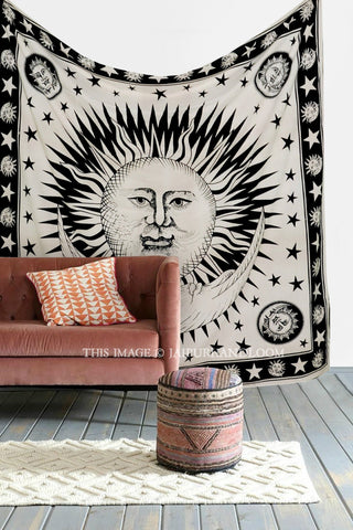 White sun tapestry Trippy psychedelic tapestries college tapestries-Jaipur Handloom