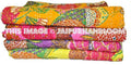 Wholesale SET OF 3 Popular Kantha Quilt, Indian Sari Quilt, Quilted Bedspreads, Throws, Blanket, Gudari handmade tapestry Reversible Bedding-Jaipur Handloom