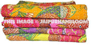 Wholesale SET OF 3 Popular Kantha Quilt, Indian Sari Quilt, Quilted Bedspreads, Throws, Blanket, Gudari handmade tapestry Reversible Bedding-Jaipur Handloom