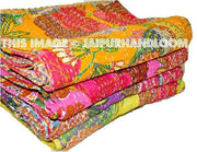 Wholesale SET OF 3 Queen Kantha Quilt Indian Sari Quilt King Size Kantha Bed Cover-Jaipur Handloom