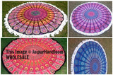 Wholesale lot - 35 pcs beach towels - Round Mandala Tapestries Wall Hanging with fringes-Jaipur Handloom