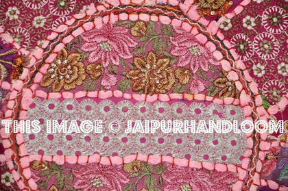 XL 32" Round Floor Pillow floor Cushion in Pink gypsy Bohemian Patchwork floor cushion pouf Vintage Indian Foot Stool Bean Bag-Jaipur Handloom