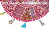 XL 32" Round Floor Pillow floor Cushion in Pink gypsy Bohemian Patchwork floor cushion pouf Vintage Indian Foot Stool Bean Bag-Jaipur Handloom
