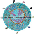 XL 32" Round Turquoise blue Floor Pillow Cushion round seating Bohemian Patchwork floor cushion pouf Vintage Indian Foot Stool Bean Bag seat-Jaipur Handloom