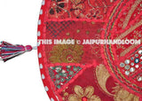 XL 32" Vintage Indian Foot Stool Round Red Floor Pillow Cushion round seating Bohemian Patchwork floor cushion pouf  Bean Bag