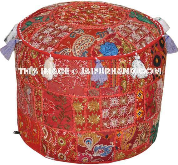 XL Huge tufted Pouf Ottoman floor pillow round Bean bag-Jaipur Handloom
