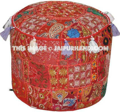 XL Huge tufted Pouf Ottoman floor pillow round Bean bag-Jaipur Handloom
