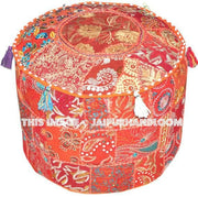 XL Orange Poufs Ottomans Bean bag chair tufted ottoman-Jaipur Handloom