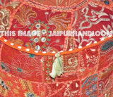XL Orange Poufs Ottomans Bean bag chair tufted ottoman-Jaipur Handloom