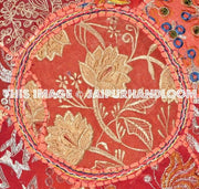 XL Orange Poufs Ottomans Bean bag chair tufted ottoman-Jaipur Handloom