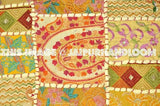 Yellow 24x24" Bohemian embroidered cushions for living room furniture sofa-Jaipur Handloom