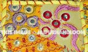 Yellow 24x24 Indian Patchwork Pillow Cover Designer Bohemian Pillows-Jaipur Handloom