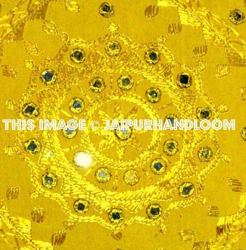 Yellow Boho Throw Pillow Cushions Embroidered Sofa Pillow Outdoor Cushions-Jaipur Handloom