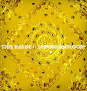 Yellow Boho Throw Pillow Cushions Embroidered Sofa Pillow Outdoor Cushions-Jaipur Handloom
