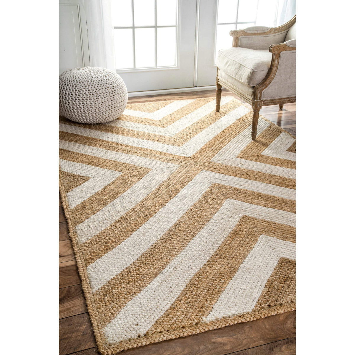 Zebra Pattern Jute Area Rug for Living Room, Sisal Rug Runner, Jute Carpet Rug