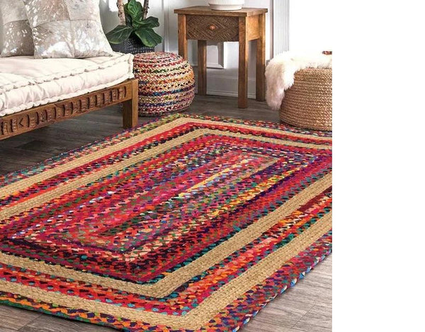 Braided Jute Chindi Living Room Area Rug Carpet 5 X 7 Feet
