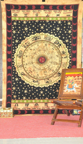 astrology zodiac tapestry Hippie Tapestries Zodiac Bedspread Wall Tapestry-Jaipur Handloom