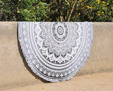 black and white beach roundies towels beach throw blanket mandala tapestry-Jaipur Handloom