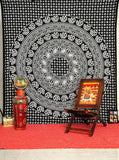 black and white dorm tapestry indian elephant bed cover sofa couch throw-Jaipur Handloom