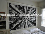 black and white locust tree tapestry psychedelic tree of life wall hanging-Jaipur Handloom