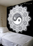 black and white wall hanging tapestry yin yang wall tapestries dorm decor-Jaipur Handloom