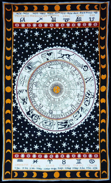 black and white zodiac tapestry bohemian dorm horoscope wall tapestry