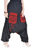 Black drop crotch women trouser wide leg loose baggy pants legging-Jaipur Handloom