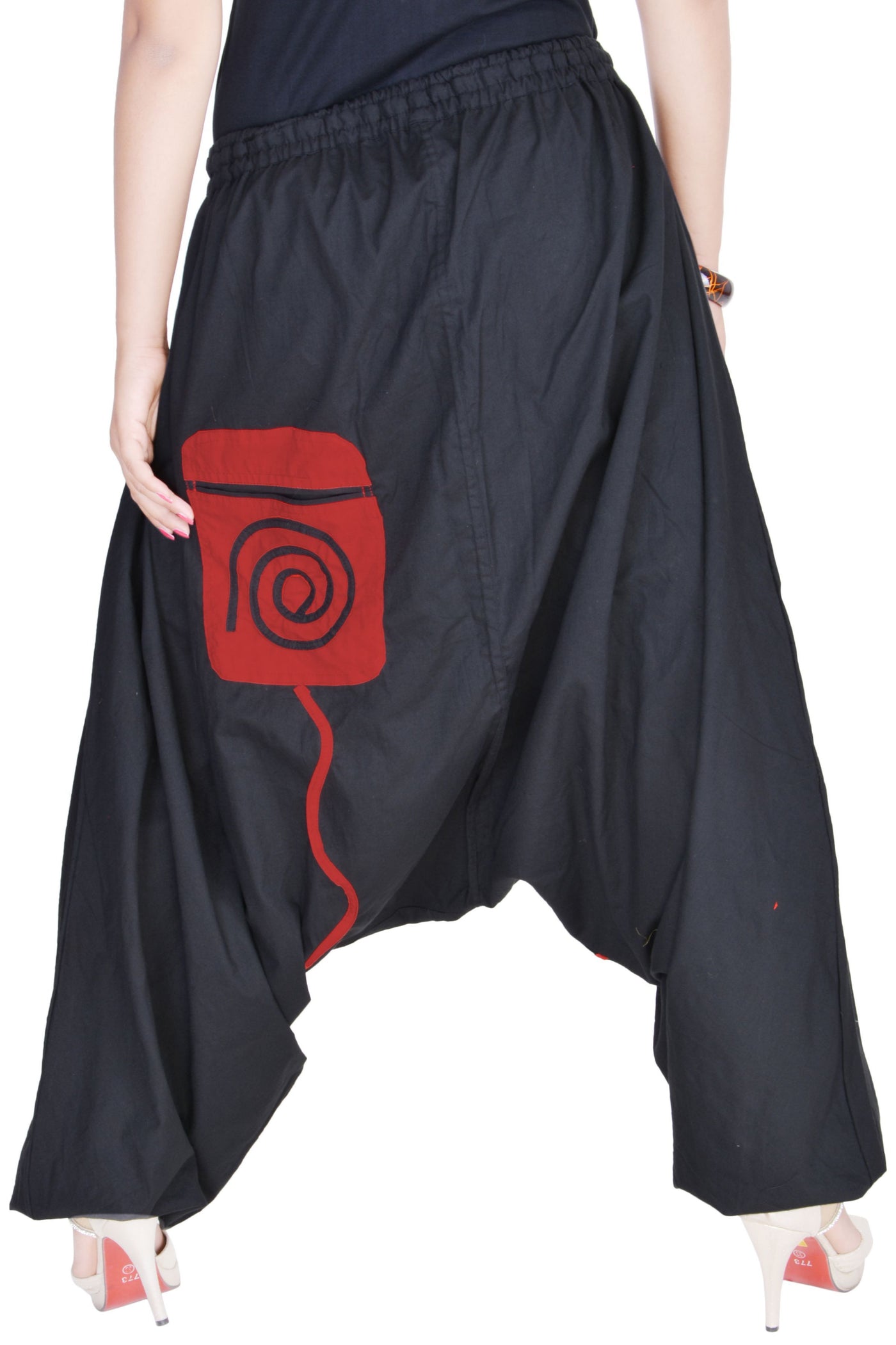 Black drop crotch women trouser wide leg loose baggy pants legging-Jaipur Handloom