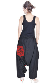Black drop crotch women trouser wide leg loose baggy pants legging-Jaipur Handloom