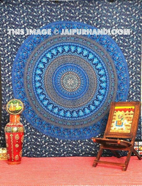 blue bohemian dorm room curtains cool decorative dorm tapestries-Jaipur Handloom