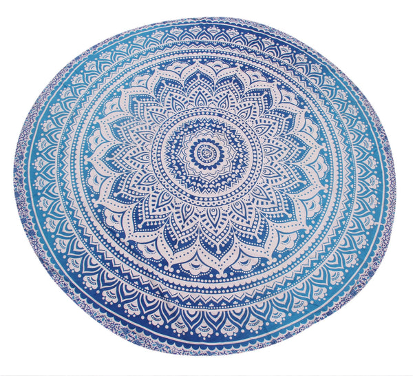 blue ombre round mandala tapestry hippie cotton beach towels Australia-Jaipur Handloom
